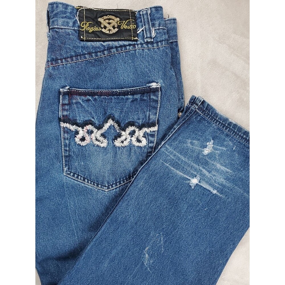 Crown Holder | Men's Size 40 | Rogius Vesto Distressed Embroidered Jeans | Y2K A